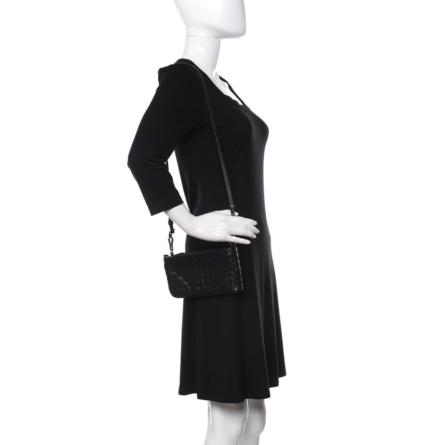 Nappa Intrecciato Convertible Clutch Black