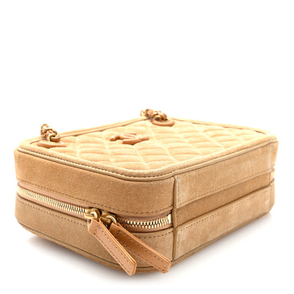 Chanel Suede Quilted CC Tassel Camera Case Light Brown 4 of 10