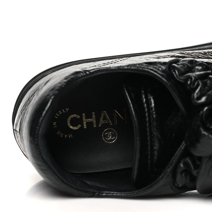 Chanel Crumpled Calfskin Womens CC Bow Sneakers 40 Black 8 of 10