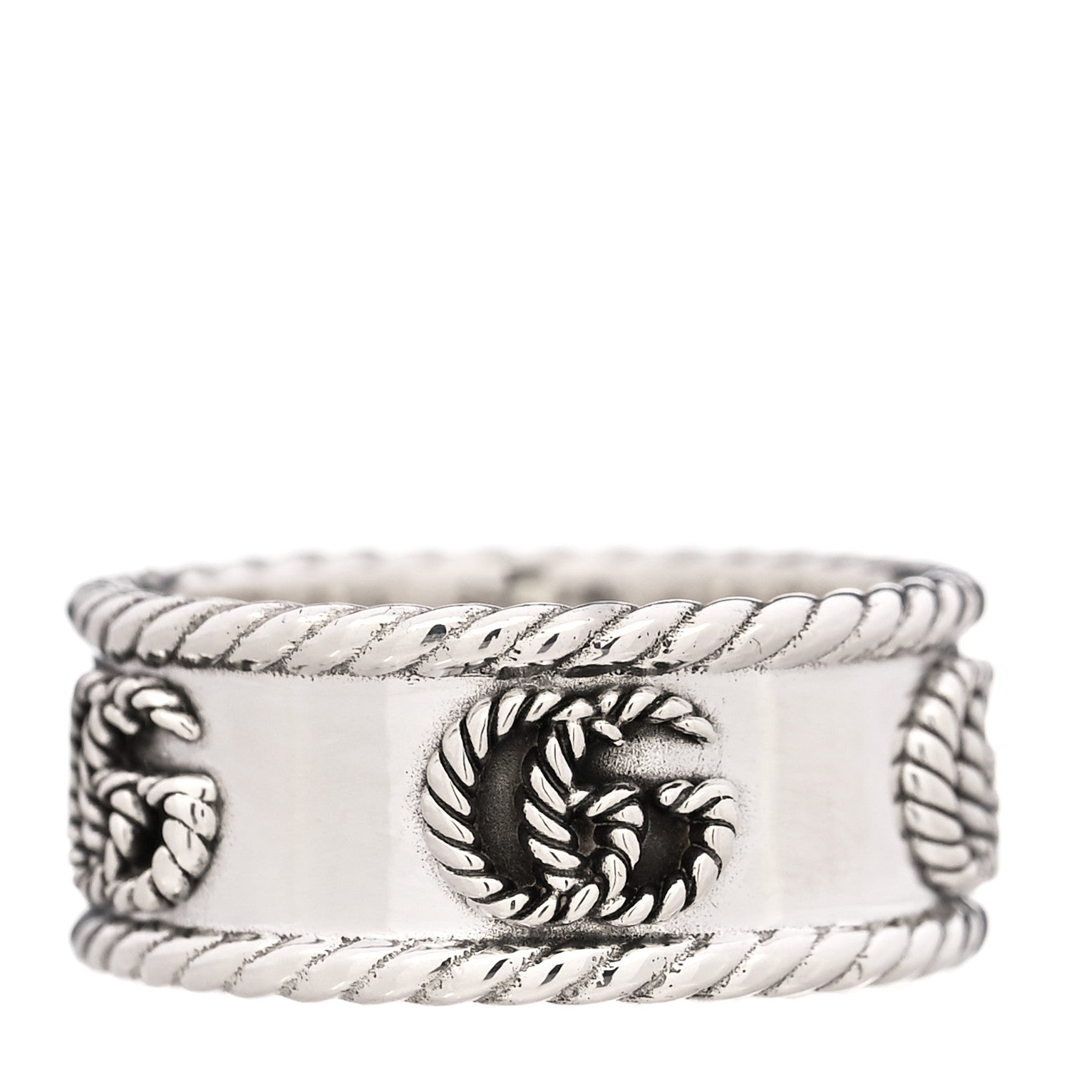 Gucci Sterling Silver Torchon GG Marmont Ring 55 7.25 1 of 5
