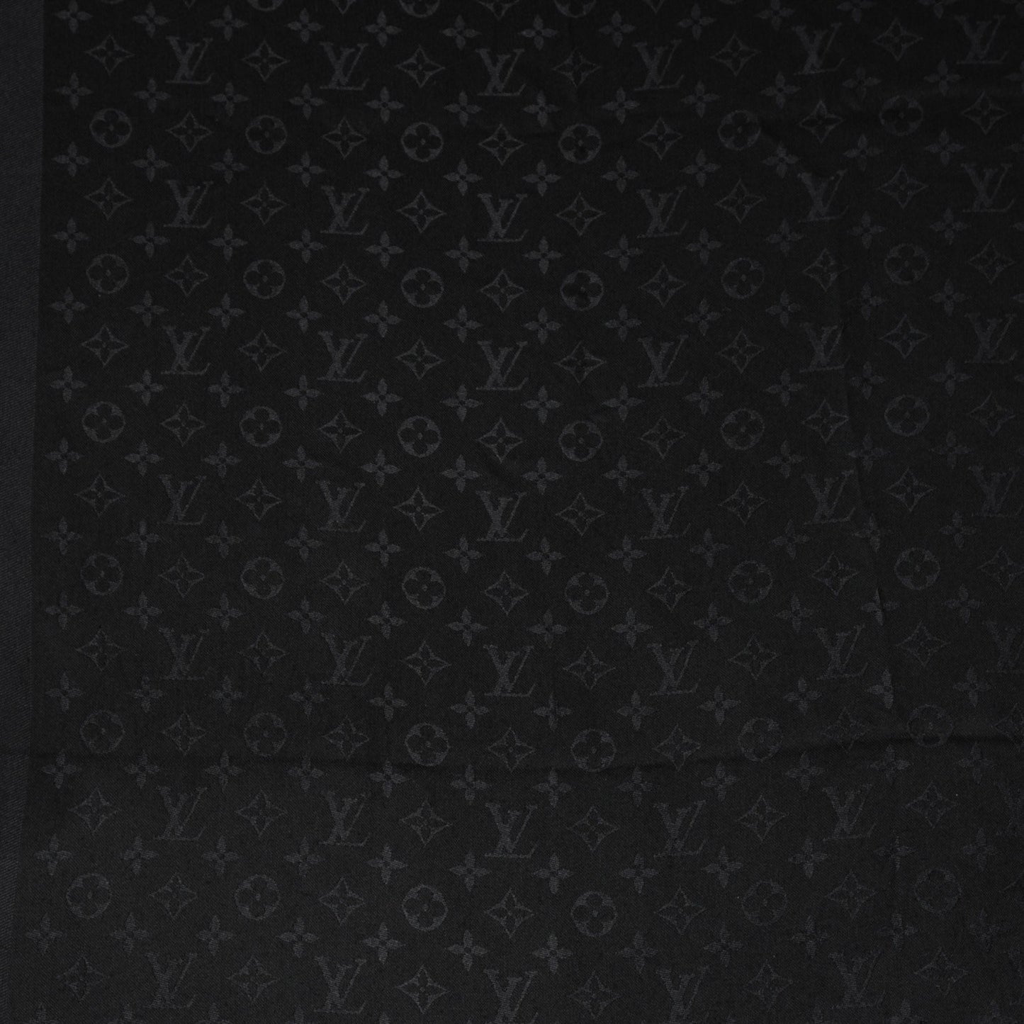 Silk Wool Monogram Shawl Black