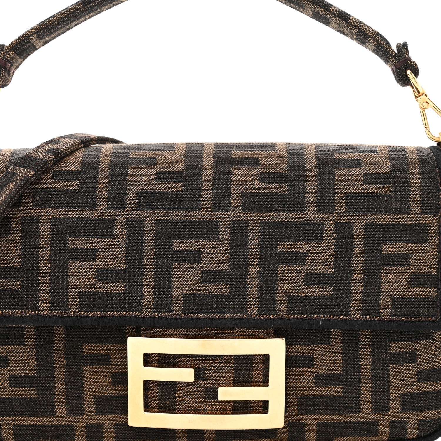 Fendi Fabric Jacquard FF 1974 Mini Baguette Tobacco Moro Black 9 of 12