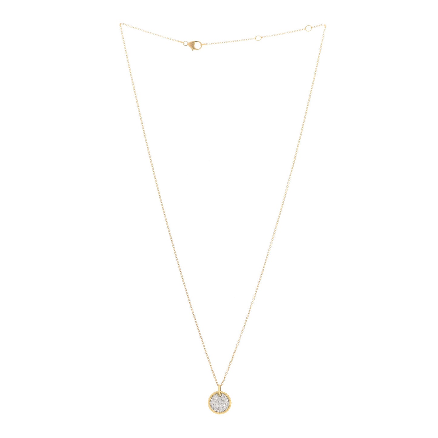18K Yellow Gold Diamond Cable Collectibles Pave Charm Pendant Necklace