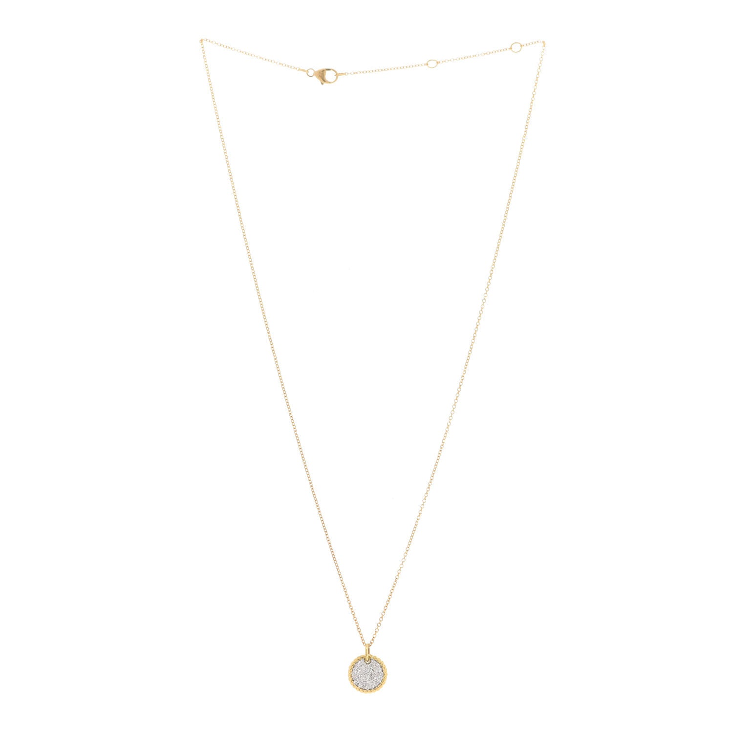 David Yurman 18K Yellow Gold Diamond Cable Collectibles Pave Charm Pendant Necklace 3 of 7