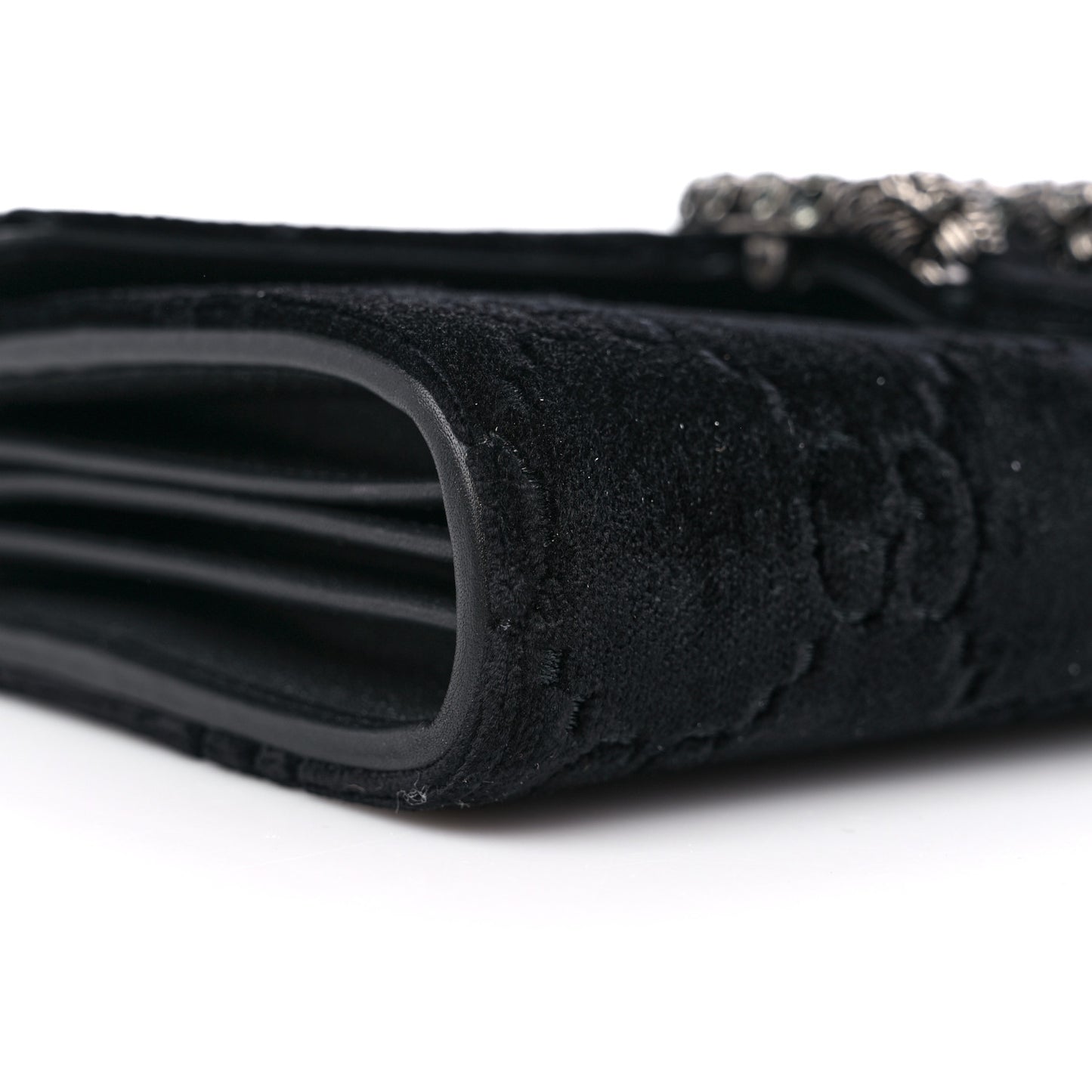 Velvet GG Monogram Mini Dionysus Chain Wallet Black