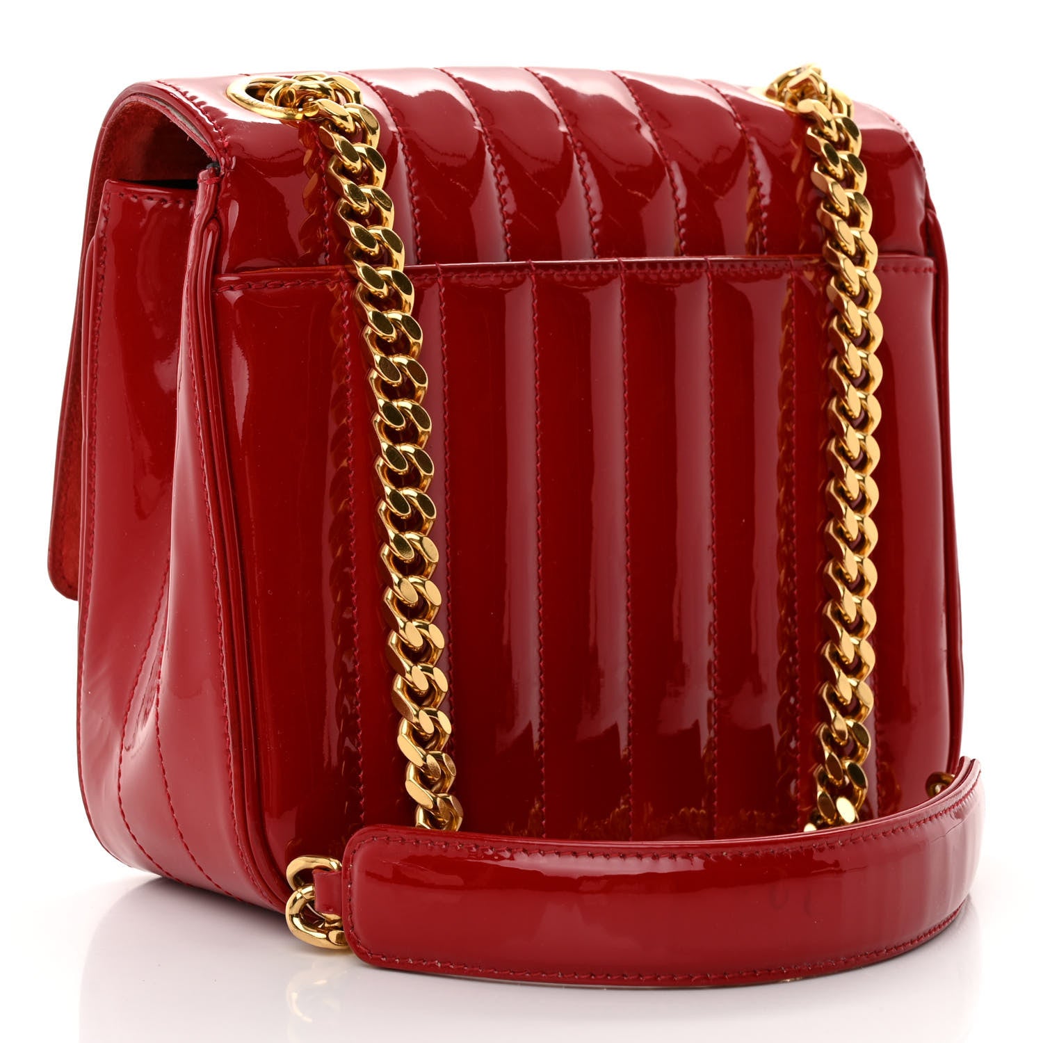 Saint Laurent Patent Calfskin Matelasse Medium Vicky Chain Bag Rouge Eros 3 of 12