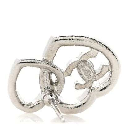 Chanel Crystal CC Heart Earrings Silver 4 of 5