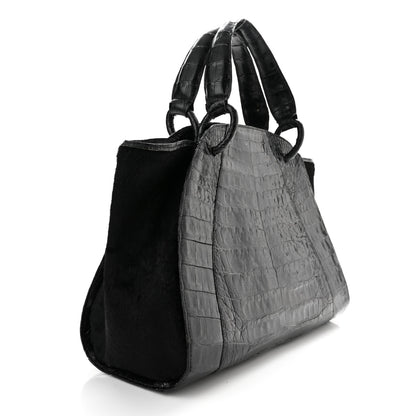 Nancy Gonzalez Crocodile Calf Hair Satchel Black 3 of 10