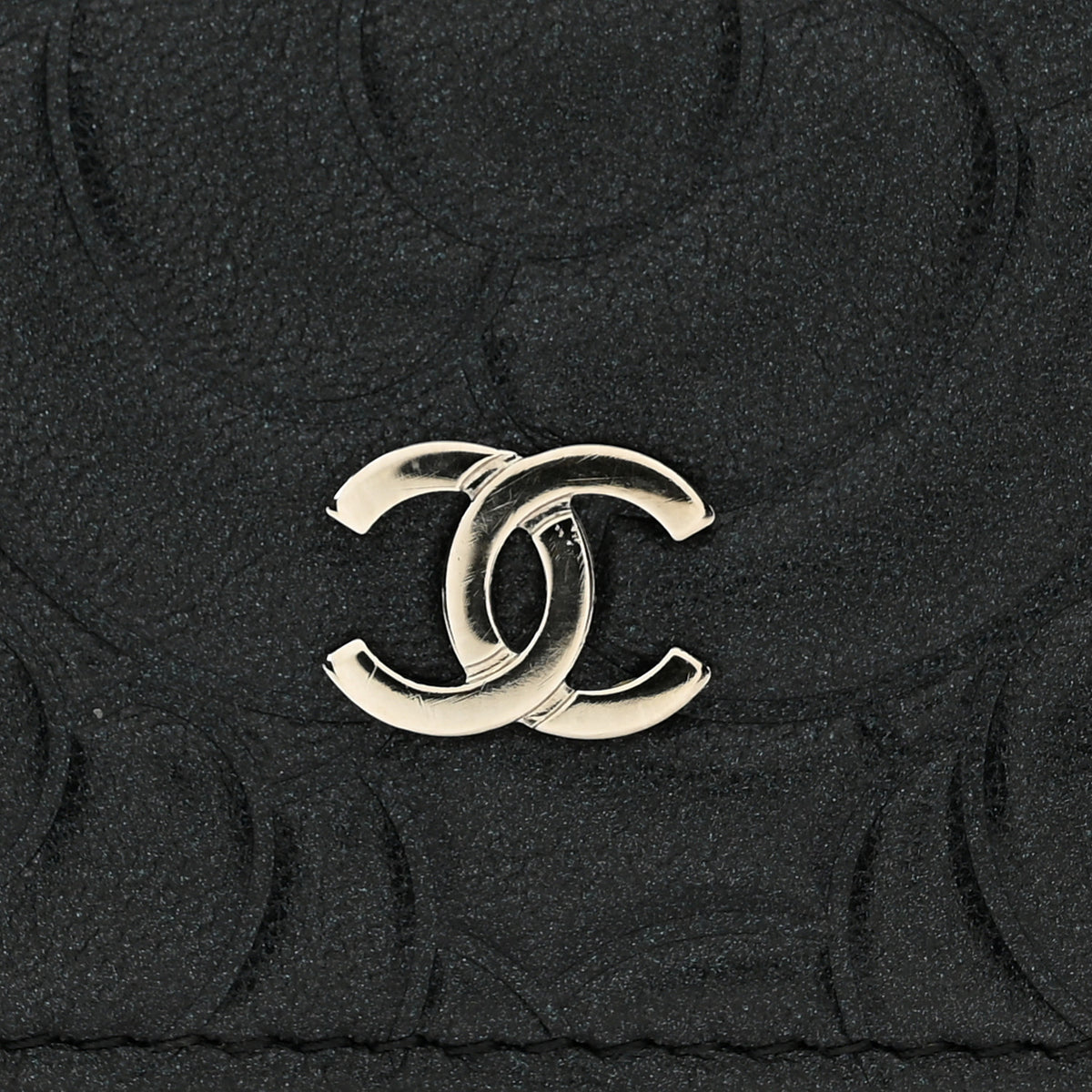 Chanel Lambskin Embossed Camellia Large Gusset Flap Wallet Black 9 of 12