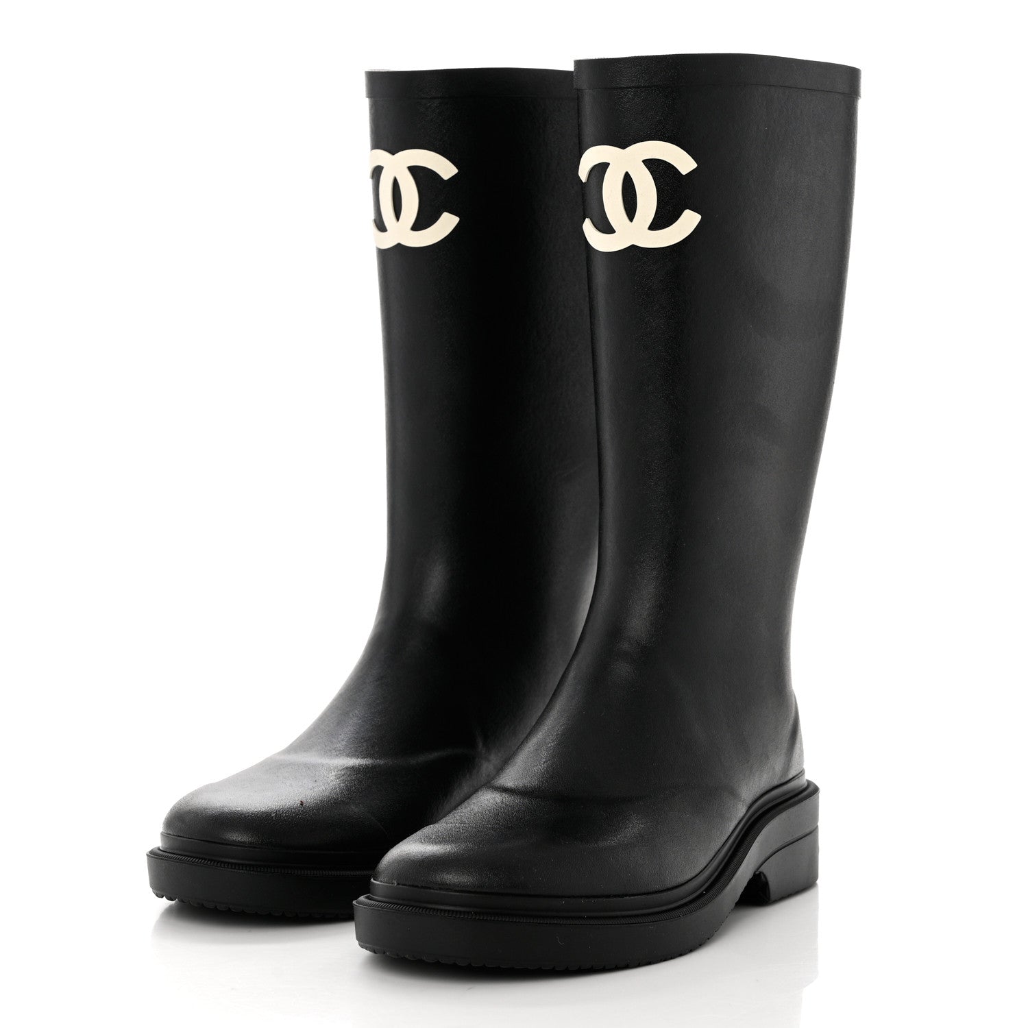 Chanel Caoutchouk CC High Boots 35 Black 3 of 8