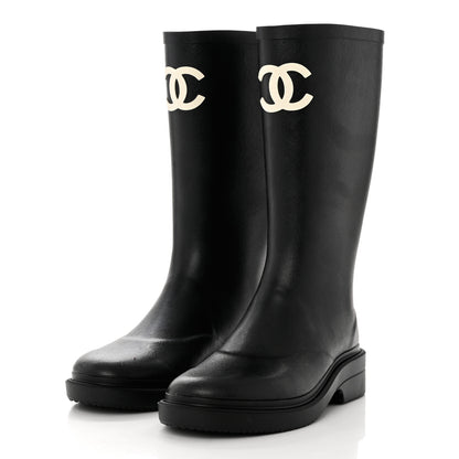 Chanel Caoutchouk CC High Boots 35 Black 3 of 8