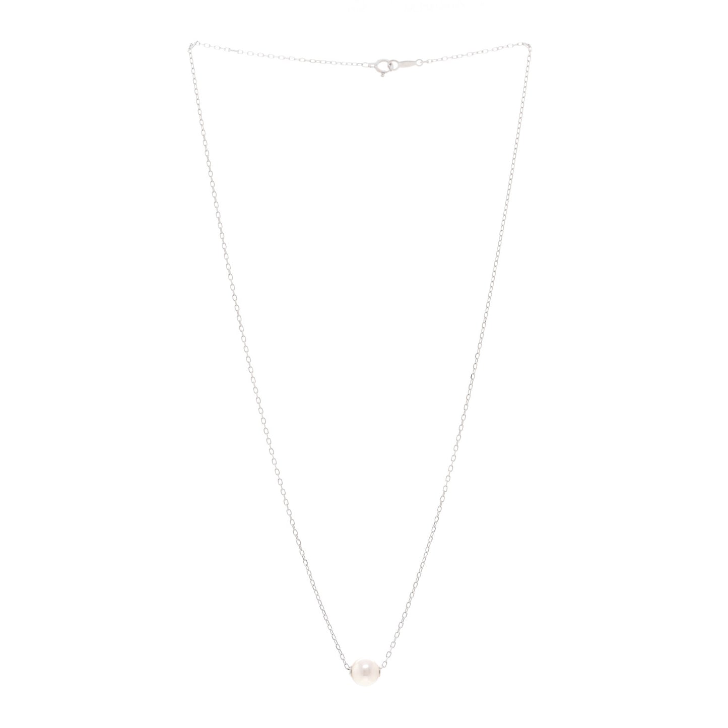 18K White Gold Akoya Pearl 7-7.5mm Single Pendant Necklace