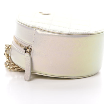 Chanel Iridescent Lambskin Quilted Round Clutch With Chain Ivory 9 of 11