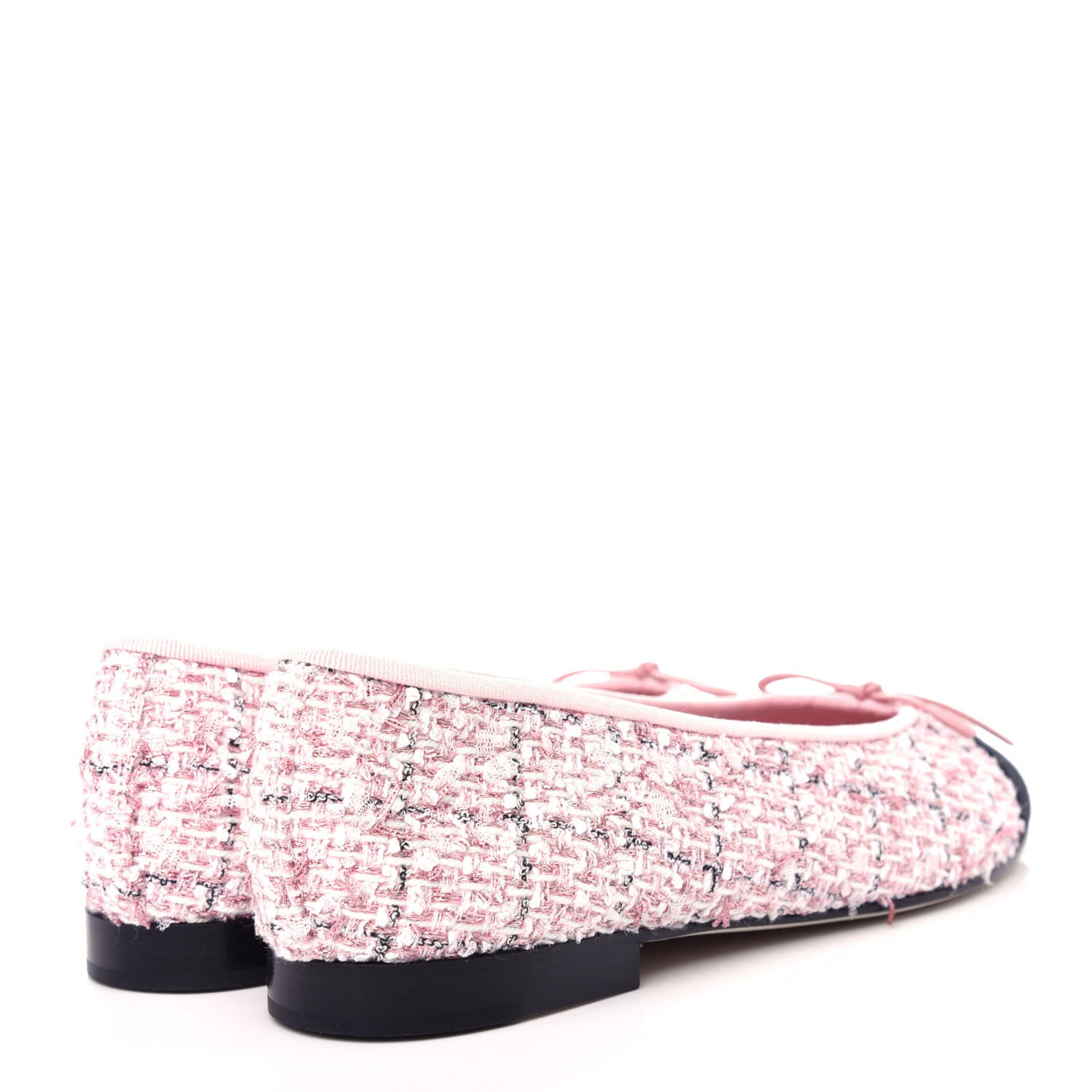 Chanel Tweed Cap Toe Ballerina Flats 40 Pink Black 4 of 11
