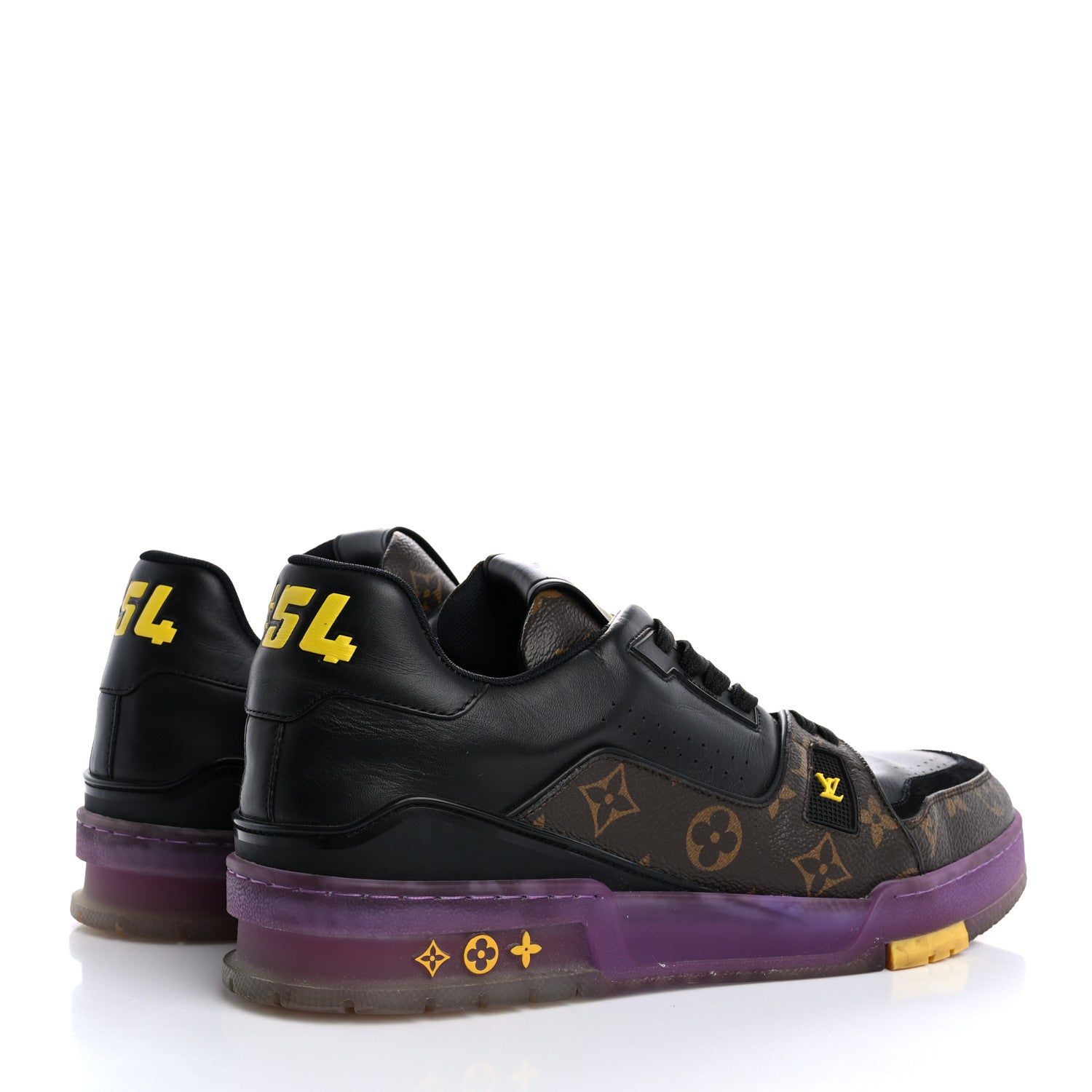 Louis Vuitton Monogram Calfskin Mens LV Trainer Sneaker 9 Black Purple 5 of 10