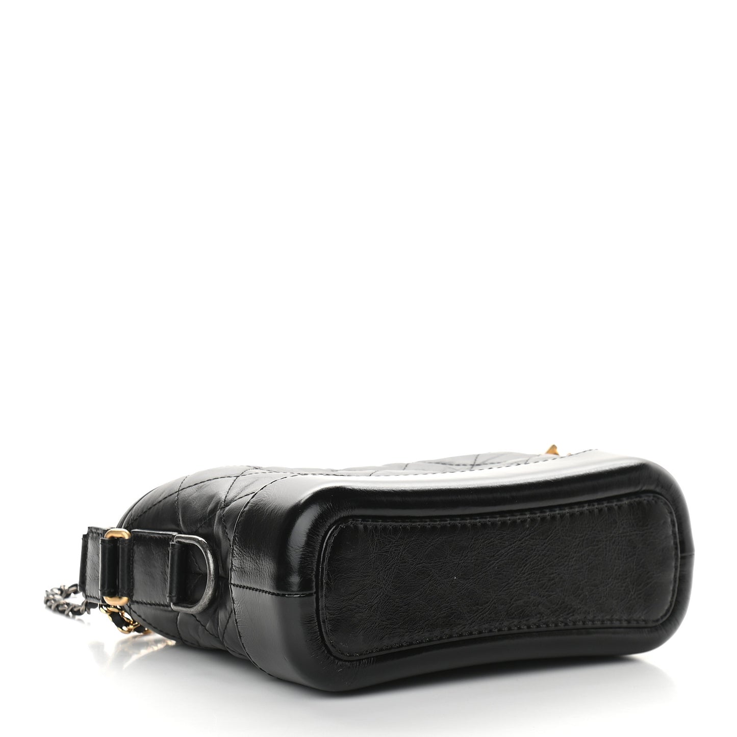 Aged Calfskin Quilted Small Gabrielle Hobo Black