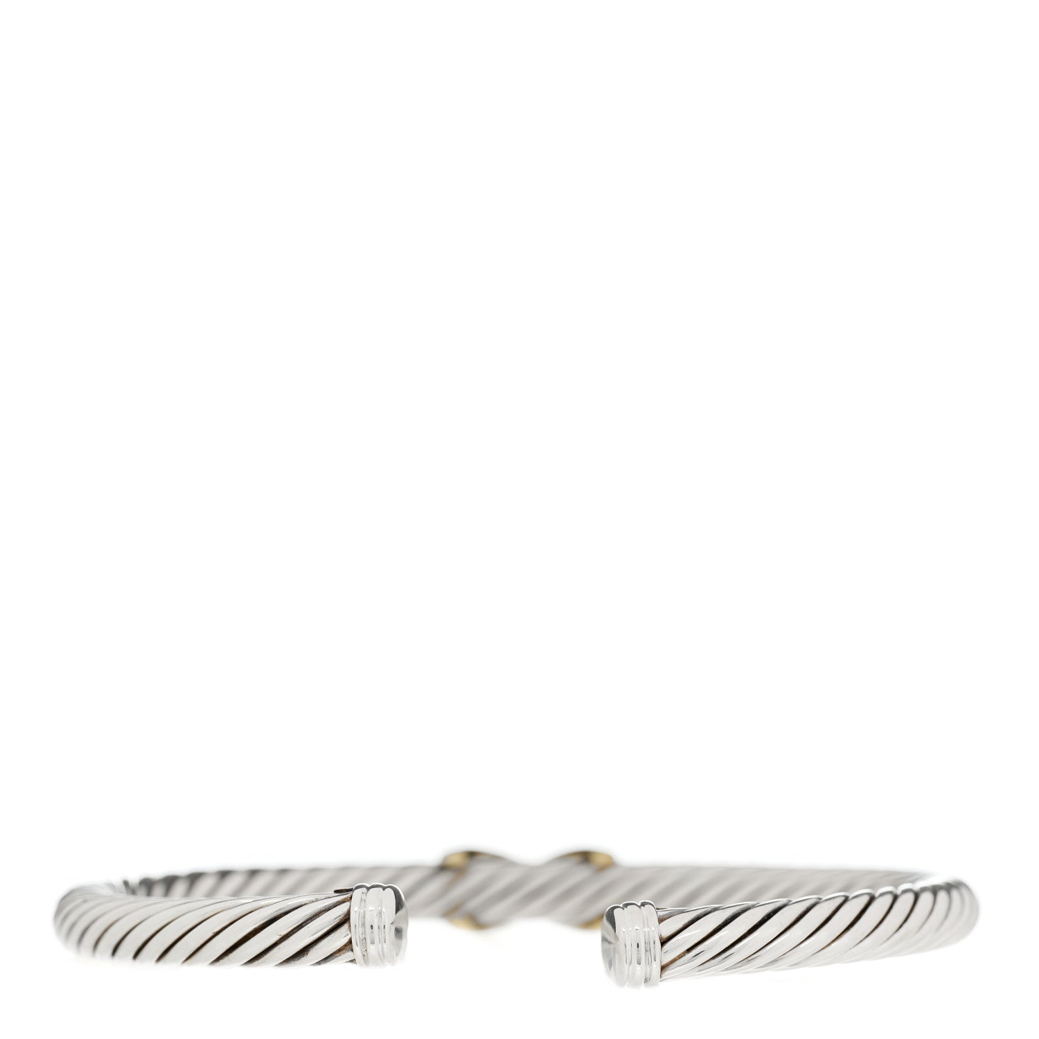 David Yurman Sterling Silver 14K Yellow Gold 5mm X Station Cable Bracelet 2 of 3
