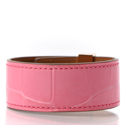 Hermes Matte Niloticus Crocodile Collier de Chien CDC 24 Bracelet T2 Rose Bubblegum 3 of 5