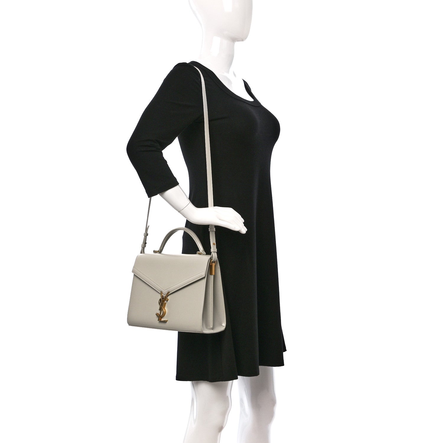 Saint Laurent Smooth Calfskin Medium Classic Monogram Cassandra Top Handle Crema Soft 2 of 11