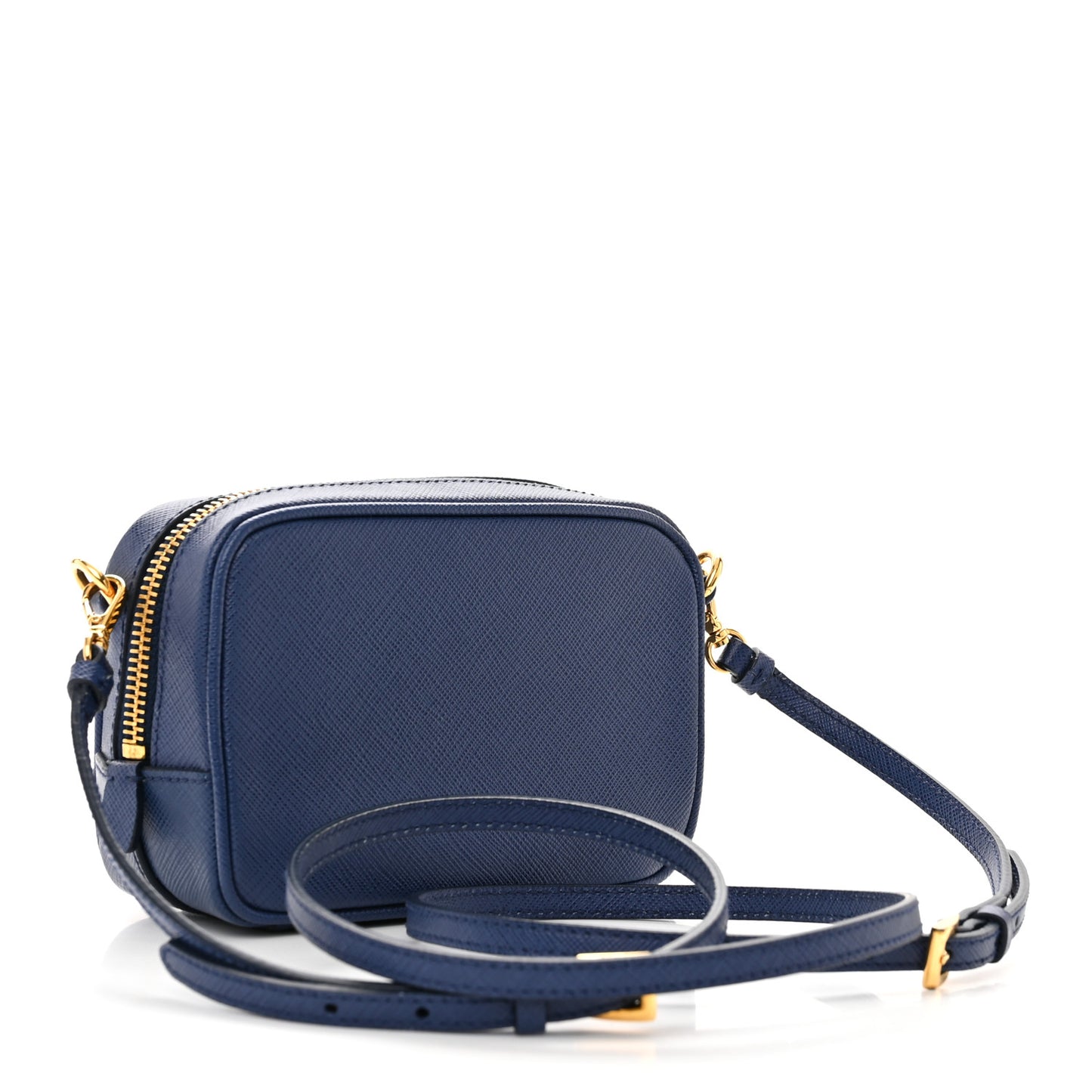 Saffiano Mini Camera Crossbody Bag Azzurro
