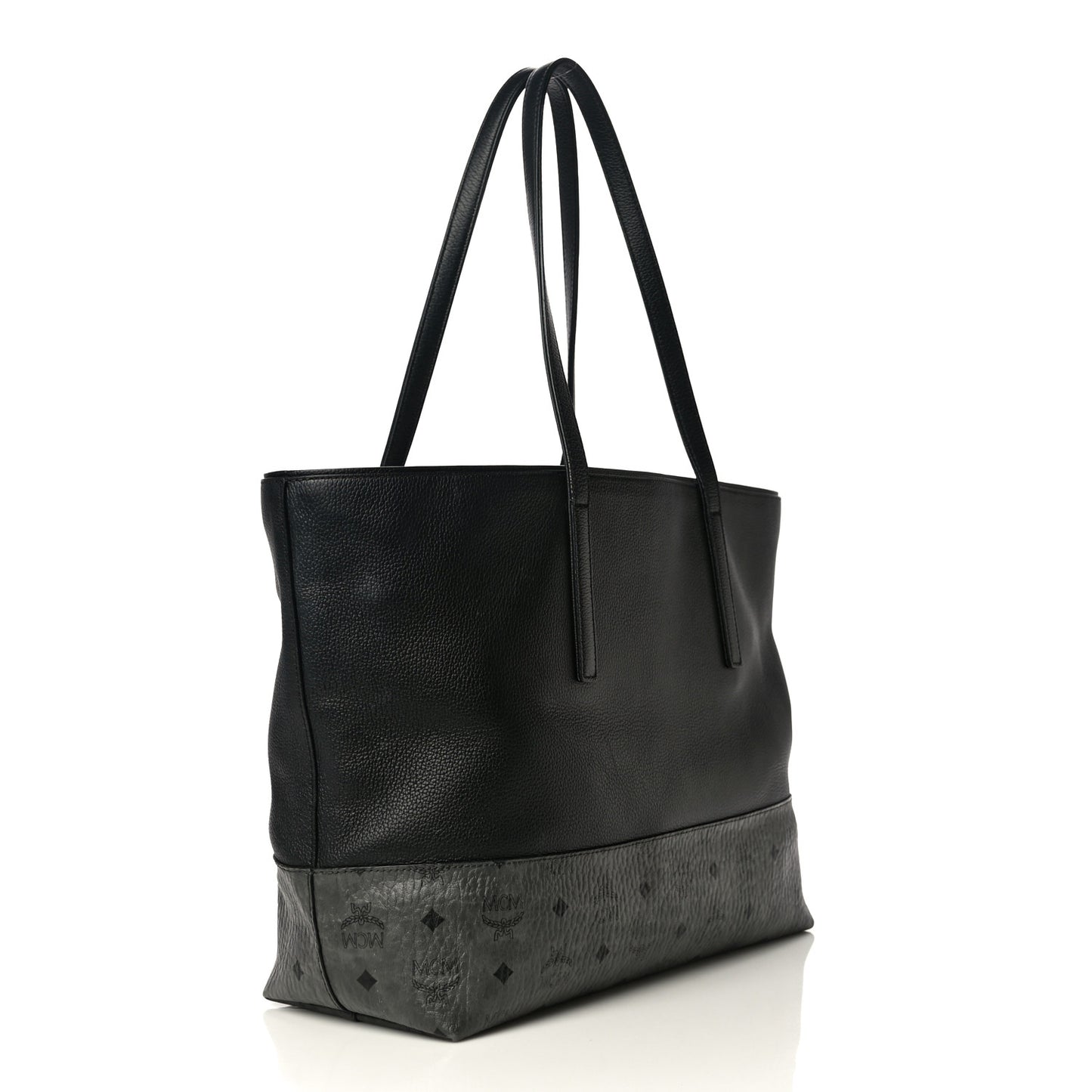 Calfskin Visetos Anya Shopper Tote Black