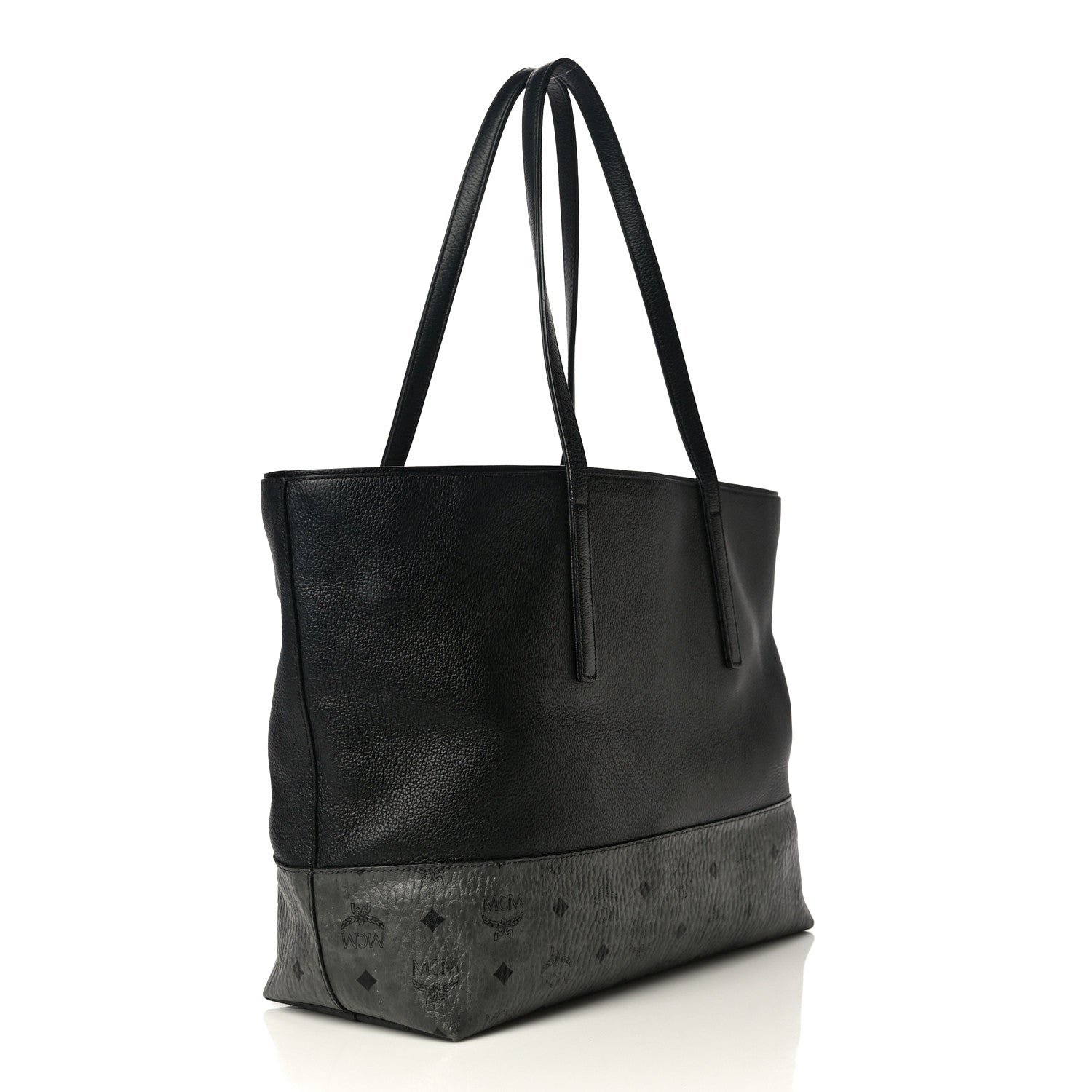 MCM Calfskin Visetos Anya Shopper Tote Black 3 of 16