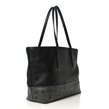 MCM Calfskin Visetos Anya Shopper Tote Black 3 of 16
