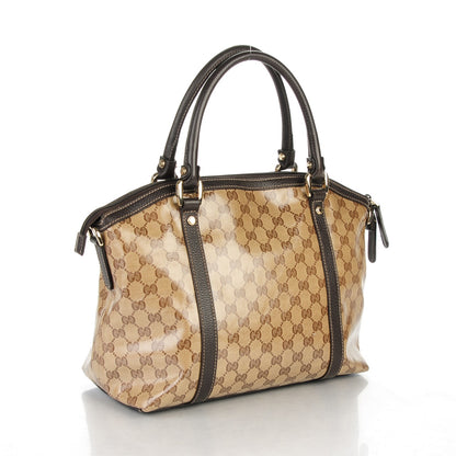 Gucci Crystal Monogram Medium GG Charm Dome Satchel Dark Brown 3 of 7
