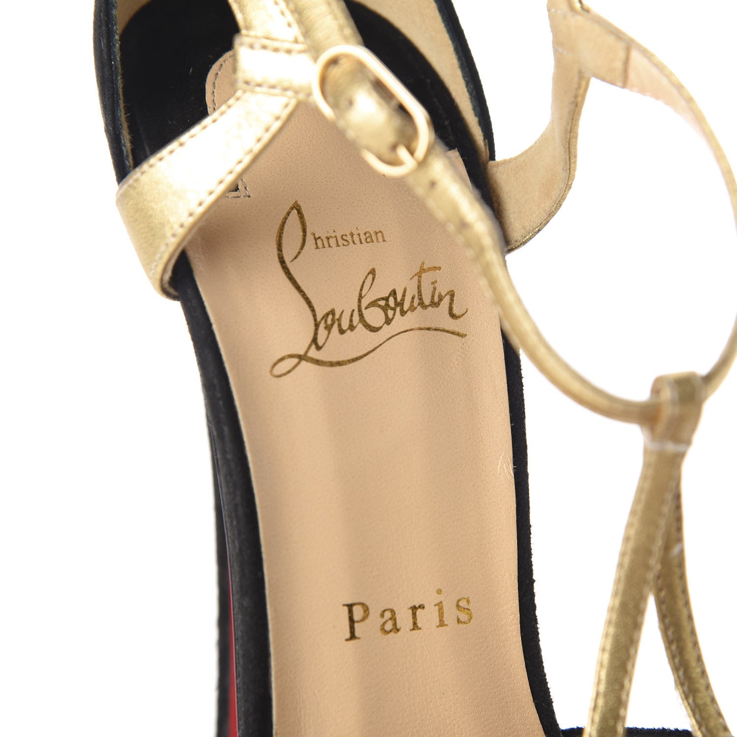 Christian Louboutin Suede Nappa Laminato Glennalta 150 Pumps 39.5 Black Gold 9 of 9