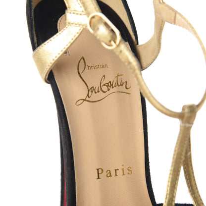 Christian Louboutin Suede Nappa Laminato Glennalta 150 Pumps 39.5 Black Gold 9 of 9