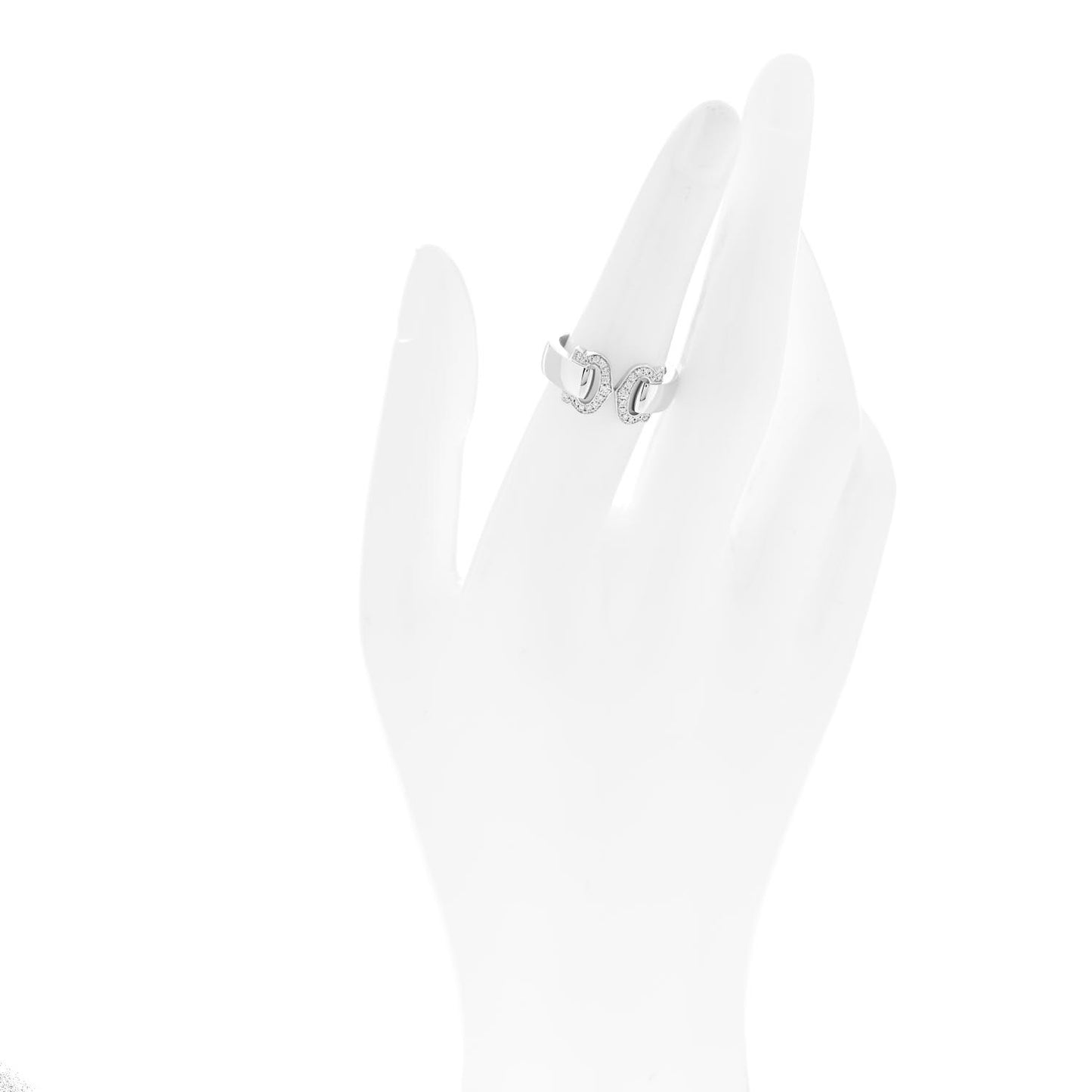 18K White Gold Diamond C De Cartier Ring 53 6.5
