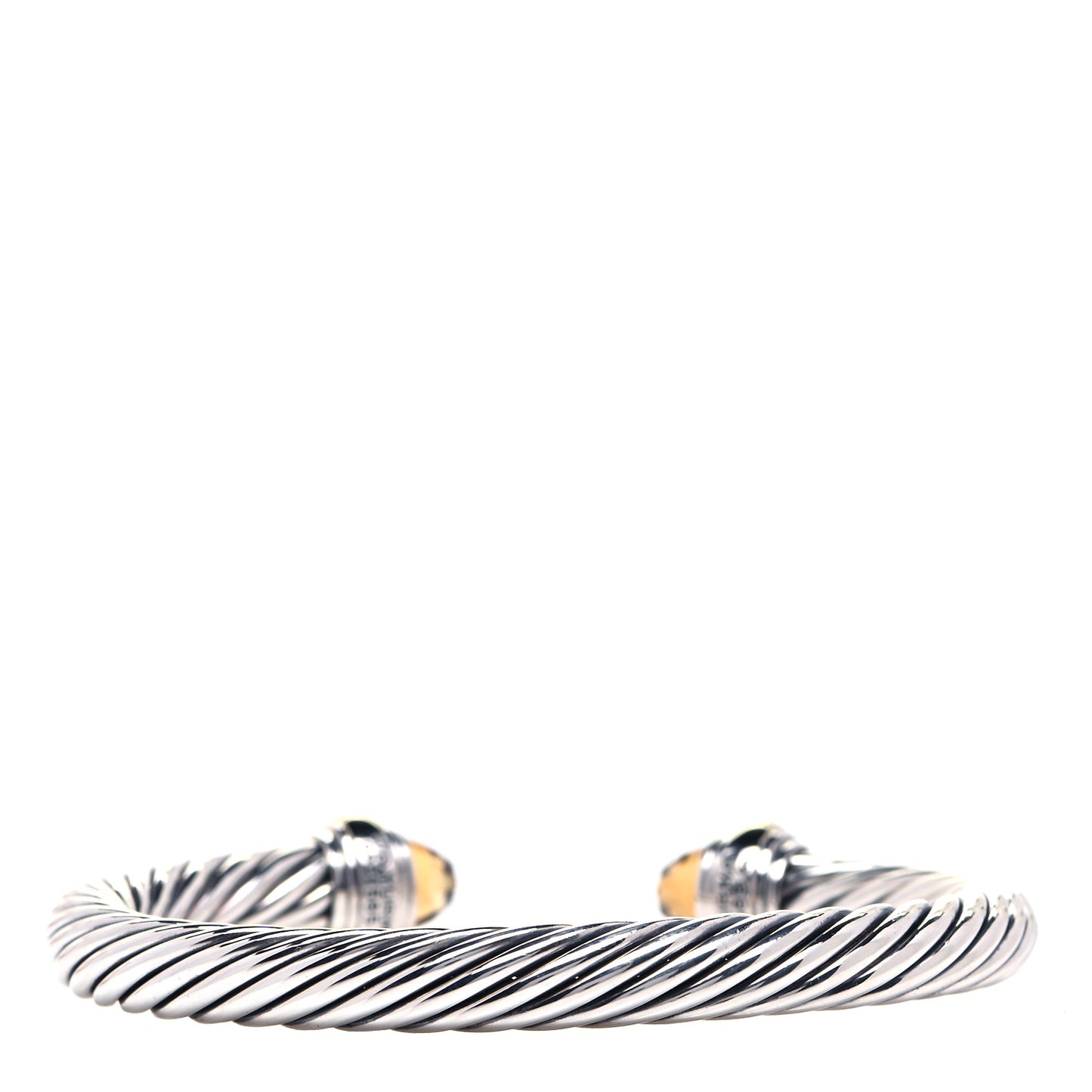 Sterling Silver 14K Yellow Gold Citrine 7mm Cable Classics Bracelet