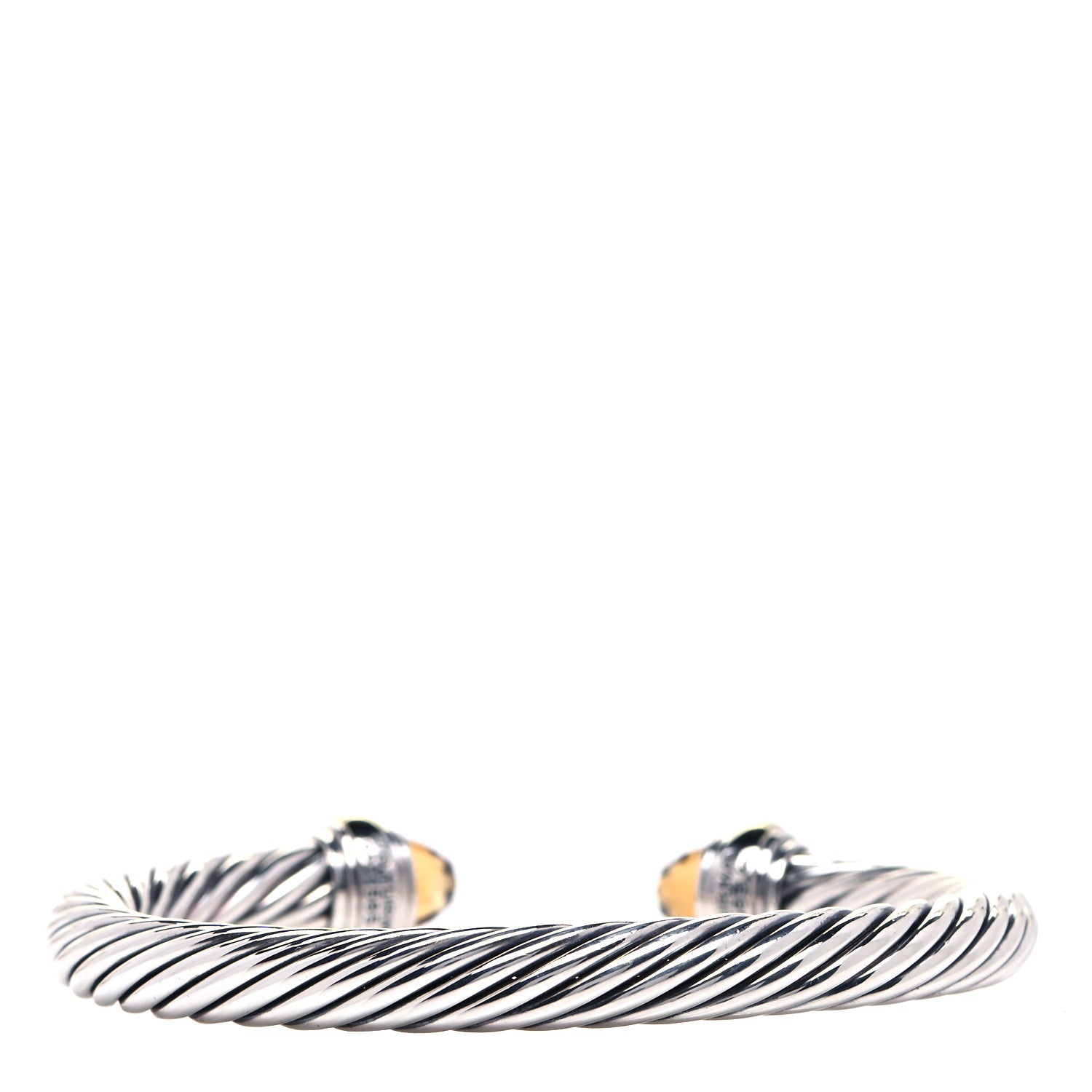 David Yurman Sterling Silver 14K Yellow Gold Citrine 7mm Cable Classics Bracelet 3 of 4