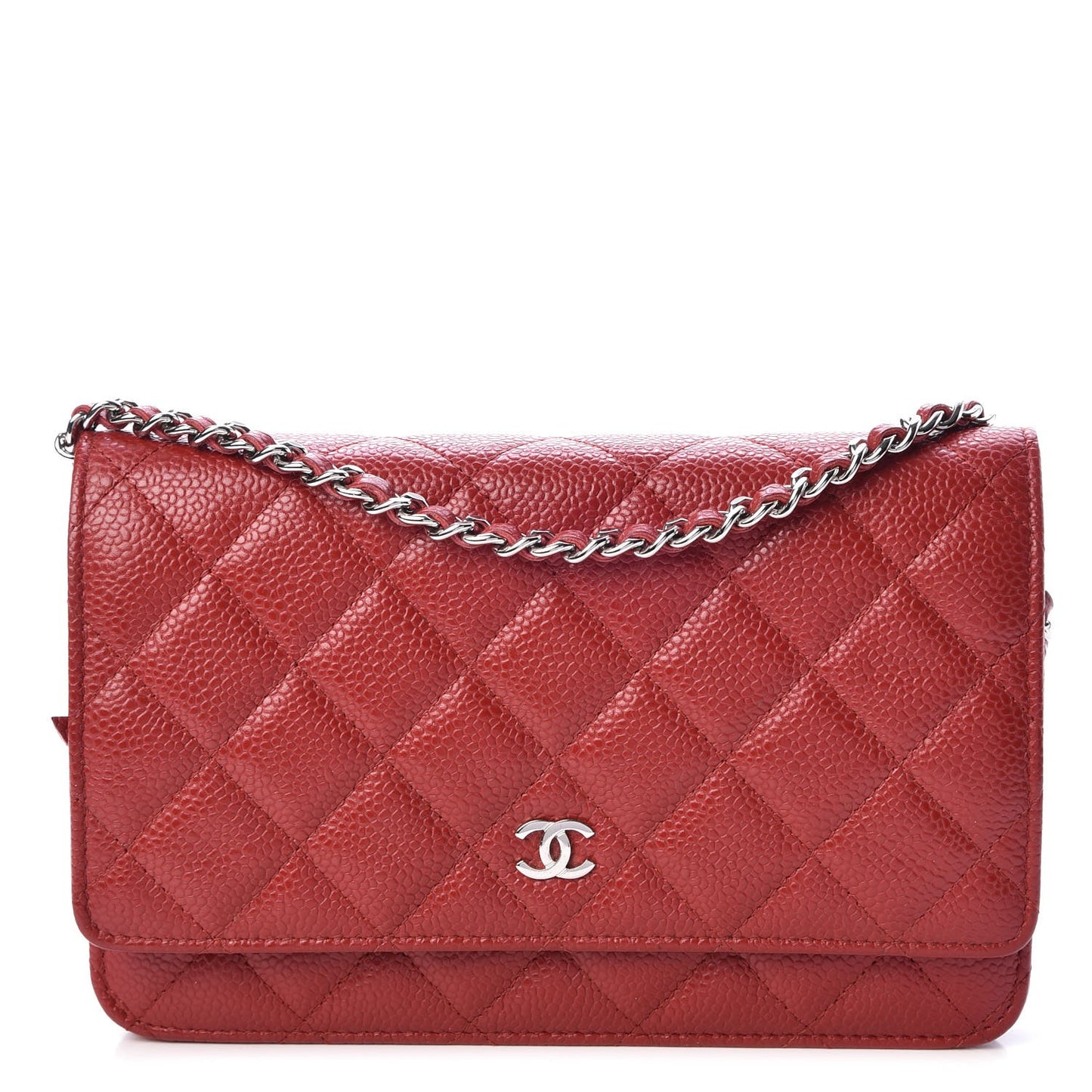 Caviar Quilted Wallet on Chain WOC Red