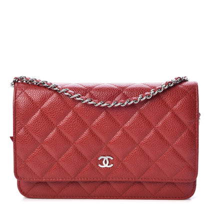 Chanel Caviar Quilted Wallet on Chain WOC Red 1 of 8