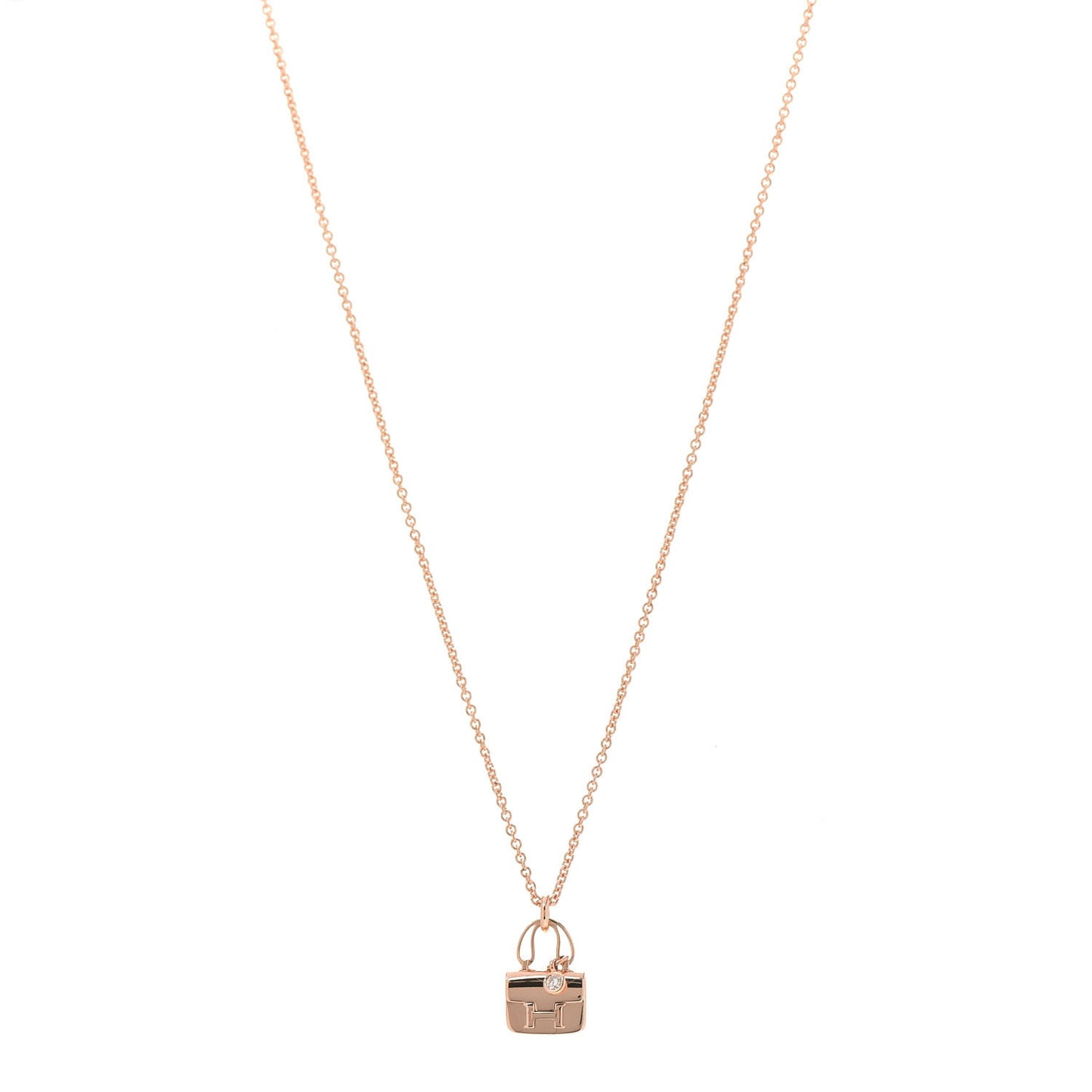 18K Rose Gold Diamond Constance Amulettes Charm Pendant Necklace