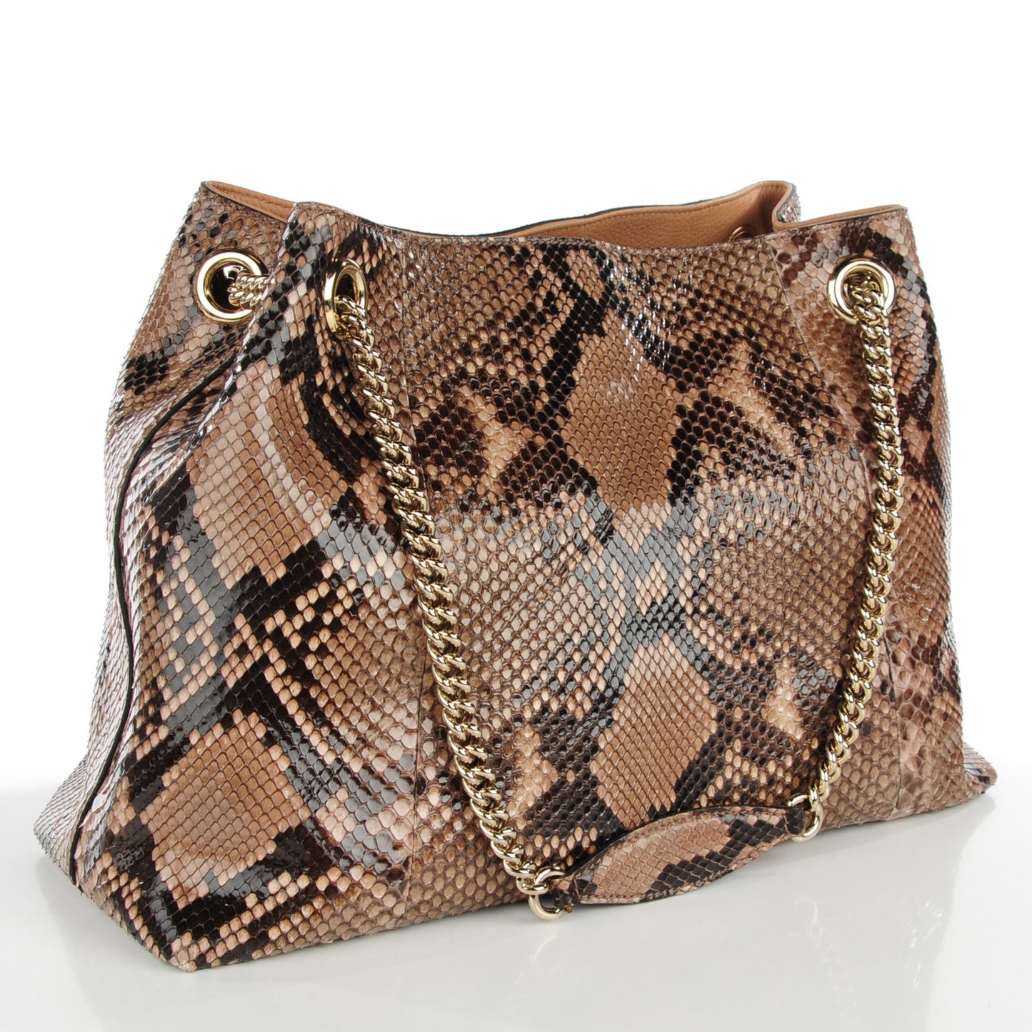 Python Medium Soho Chain Hobo Beige