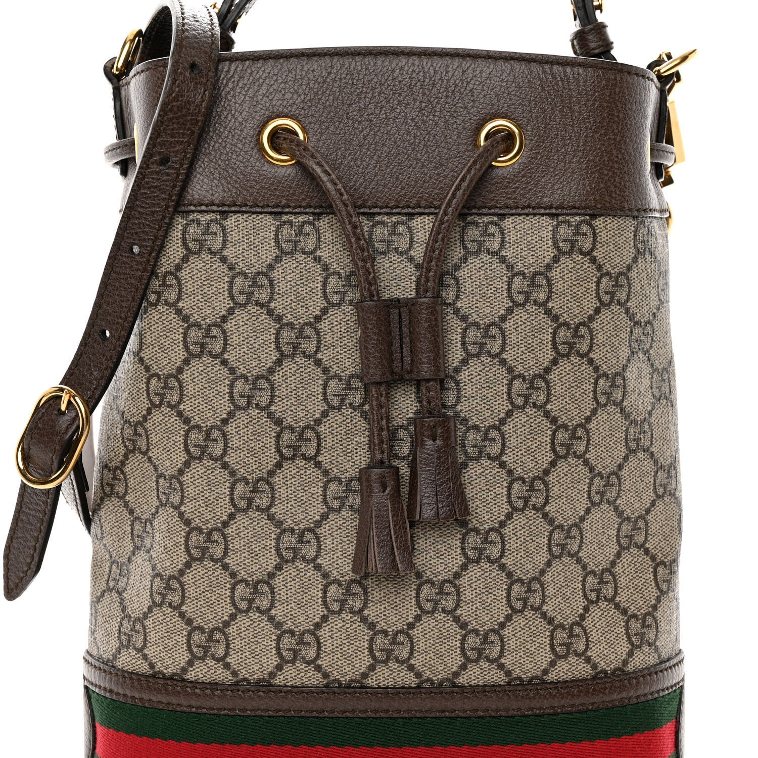 Gucci GG Supreme Monogram Web Small Ophidia Bucket Bag Brown 7 of 9