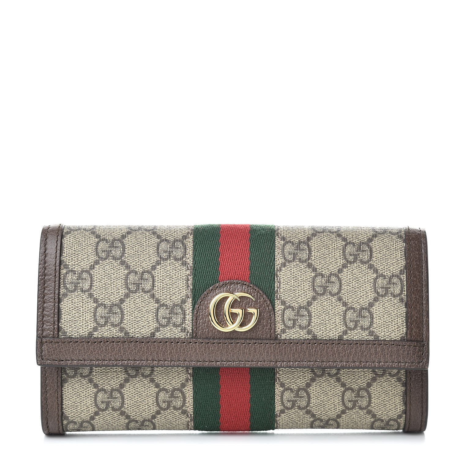 Gucci GG Supreme Monogram Web Ophidia Continental Wallet Brown 1 of 8
