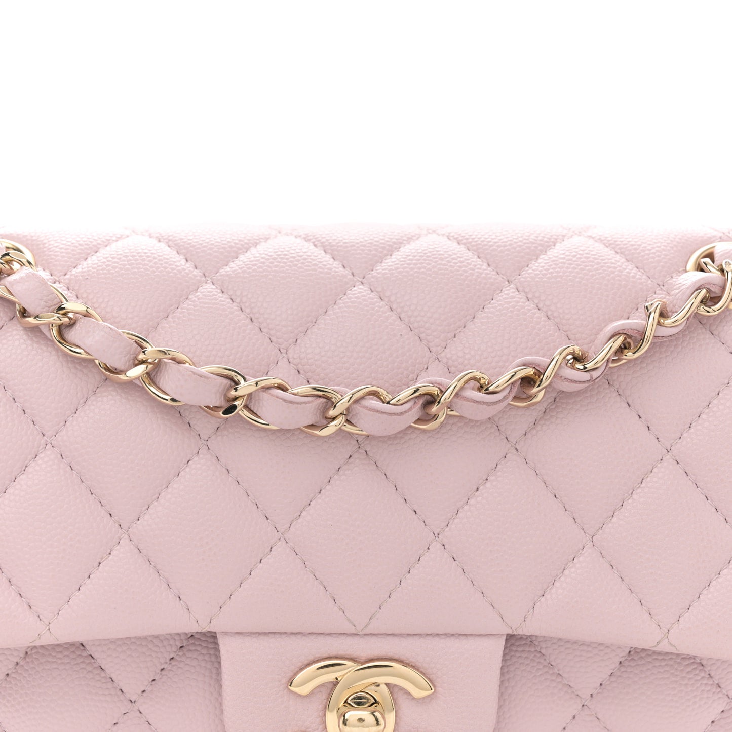 Caviar Quilted Small Double Flap Light Pink