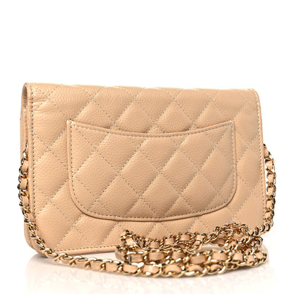 Chanel Caviar Quilted Wallet on Chain WOC Beige 3 of 12