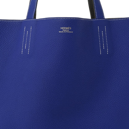 Hermes Taurillon Clemence Double Sens 45 Reversible Tote Graphite Bleu Electrique 12 of 19