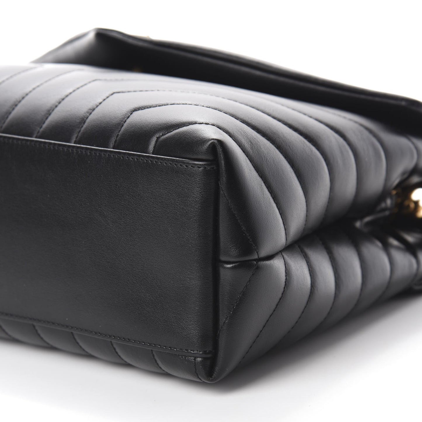 Calfskin Y Quilted Monogram Medium Loulou Chain Satchel Black