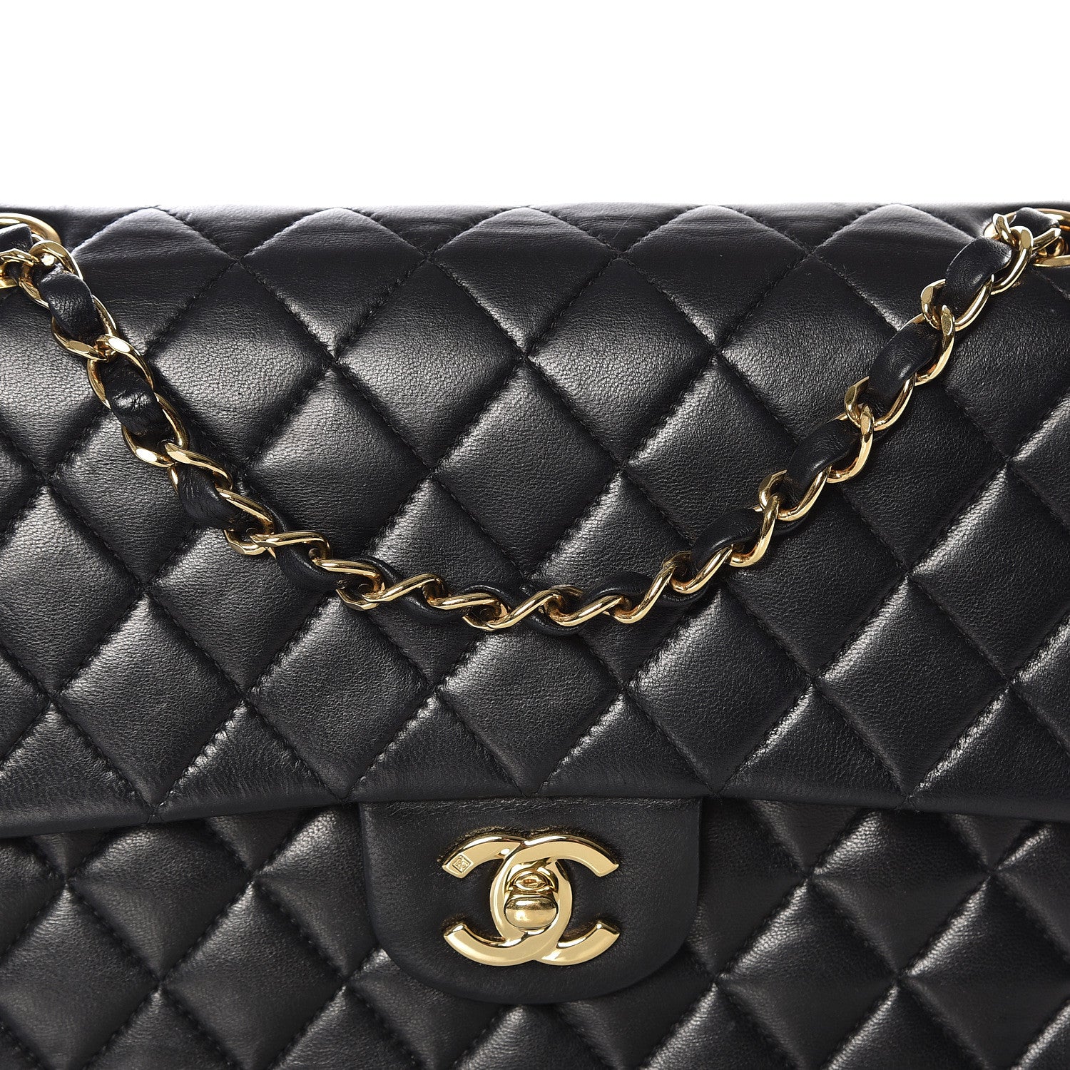 Chanel Lambskin Quilted Medium Double Flap Black 12 of 12