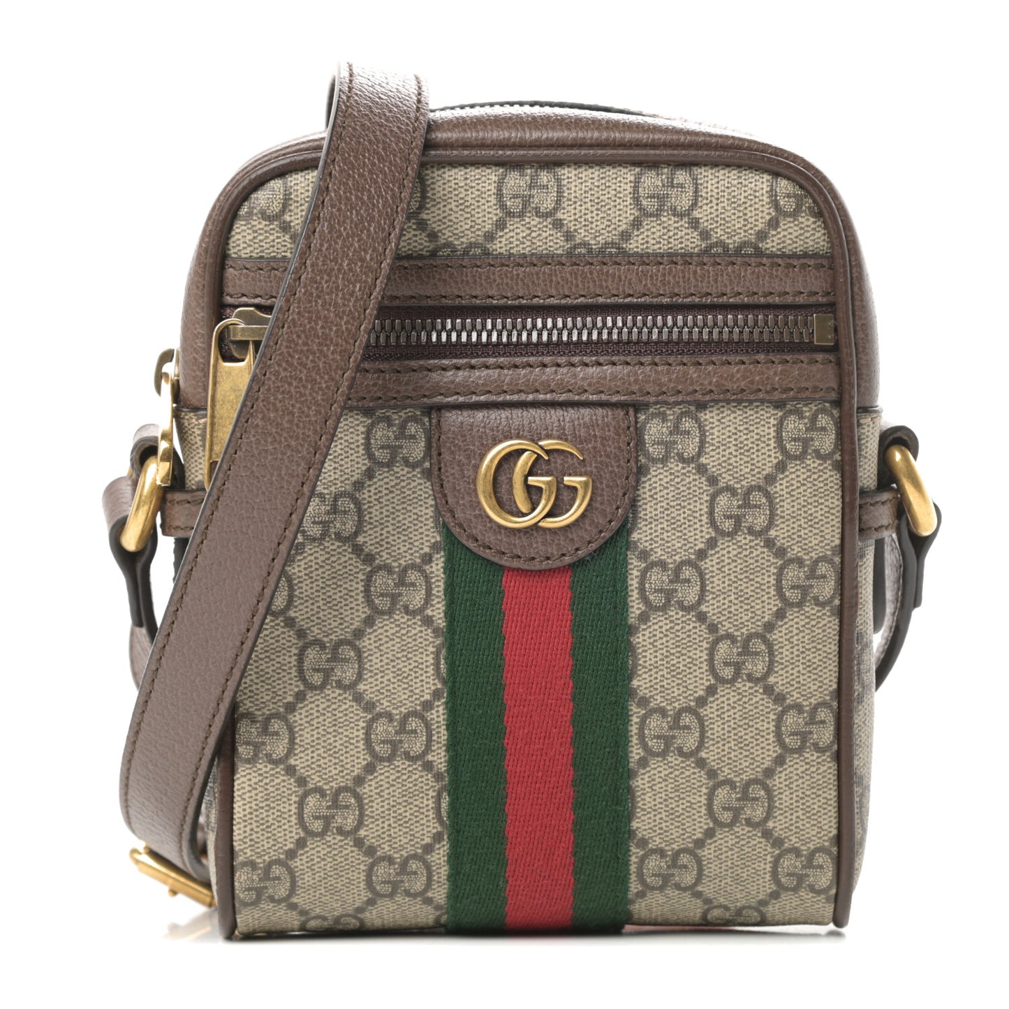 GG Supreme Monogram Web Mini Ophidia Messenger Brown