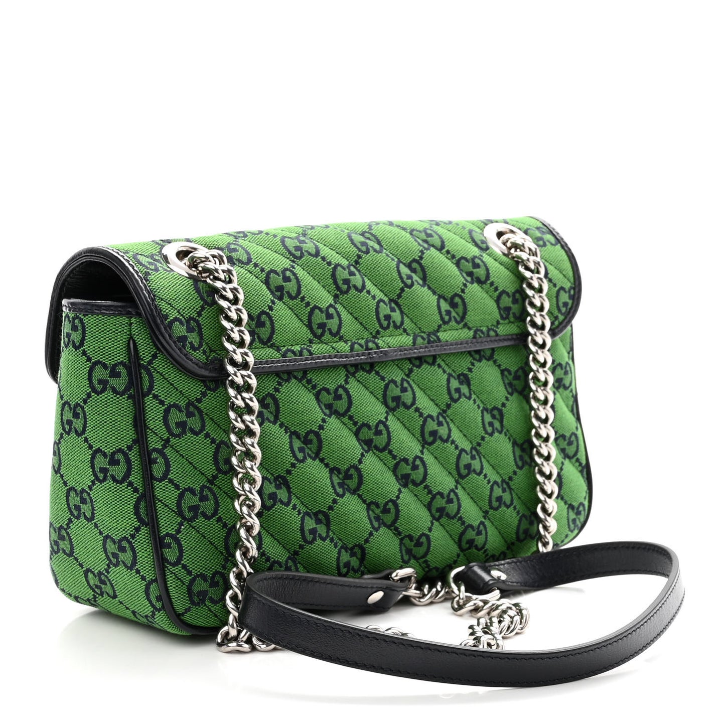 Monogram Multicolor Matelasse Diagonal Small GG Marmont Shoulder Bag Green Blue