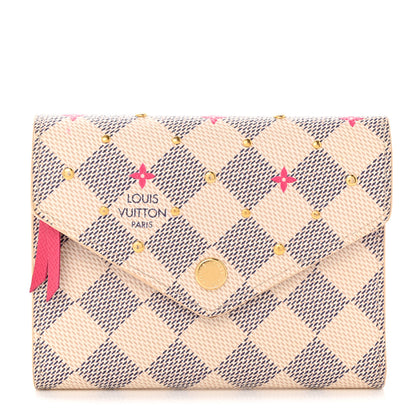 Louis Vuitton Damier Azur Studded Zoe Wallet Rose Ballerine 1 of 7