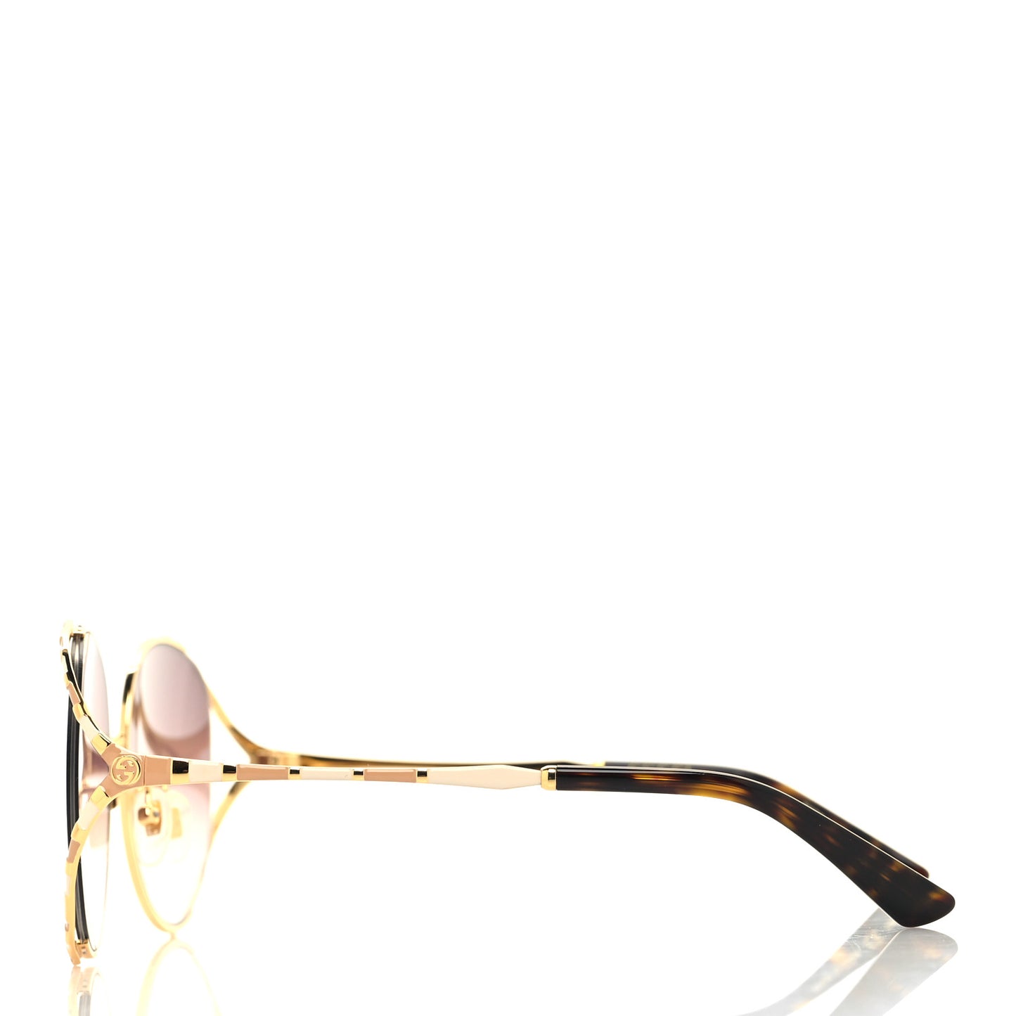 Metal Round Frame GG0595S Sunglasses Gold Brown