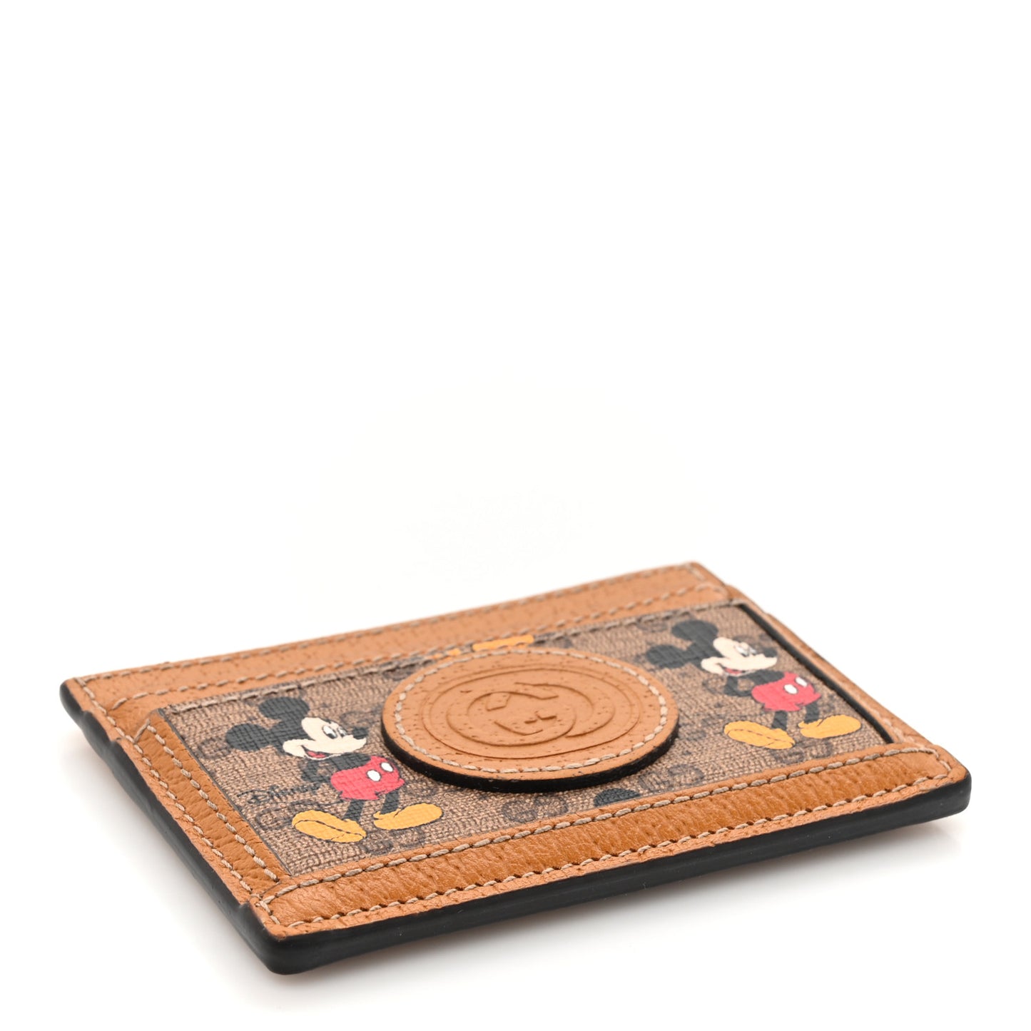 X DISNEY Mini Vintage GG Supreme Monogram Mickey Mouse Card Holder Beige Vintage Sun Oil