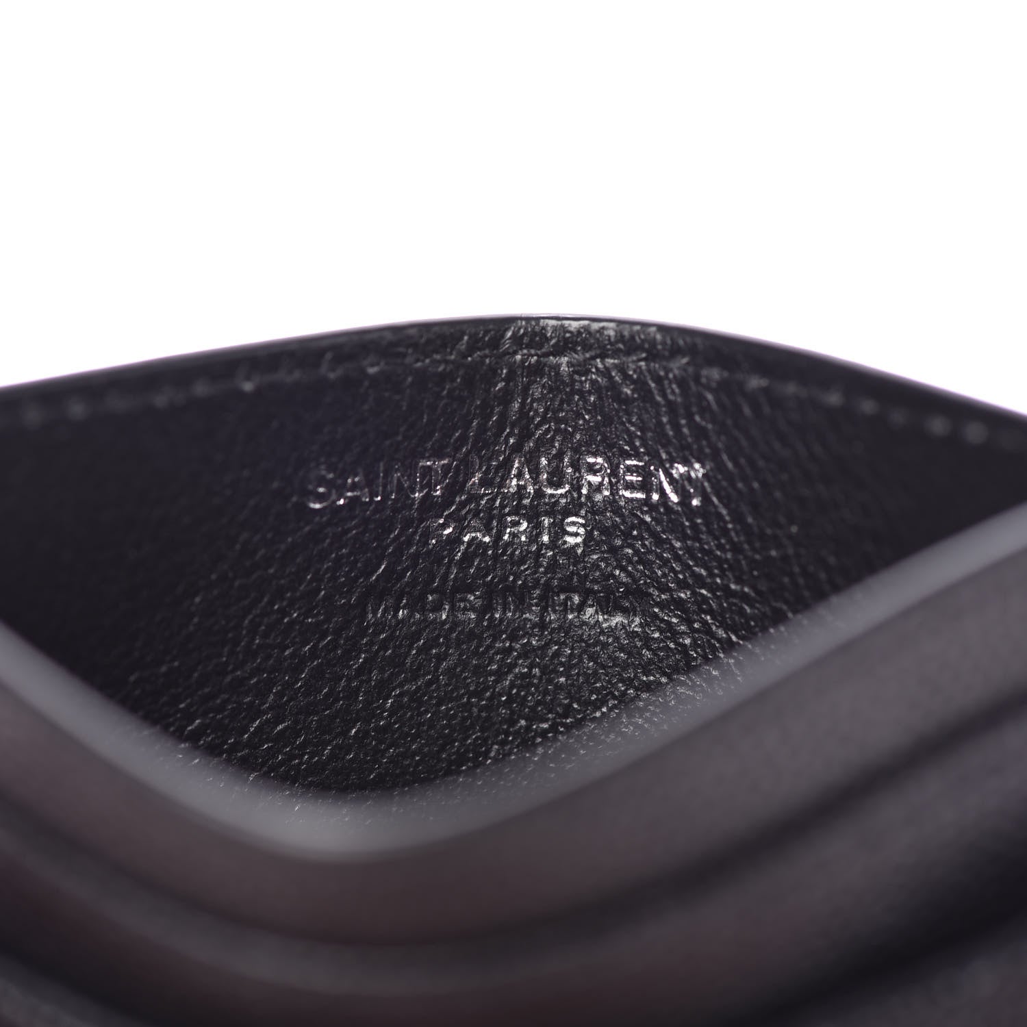 Saint Laurent Grain De Poudre Matelasse Chevron Monogram Credit Card Case Black 6 of 8